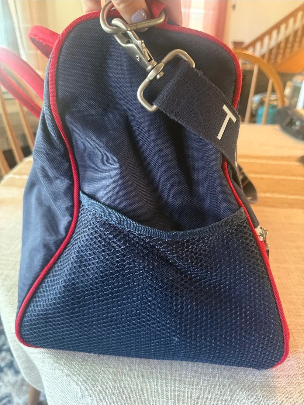 Tommy Hilfiger Navy and Red Two-Tone Duffel Bag